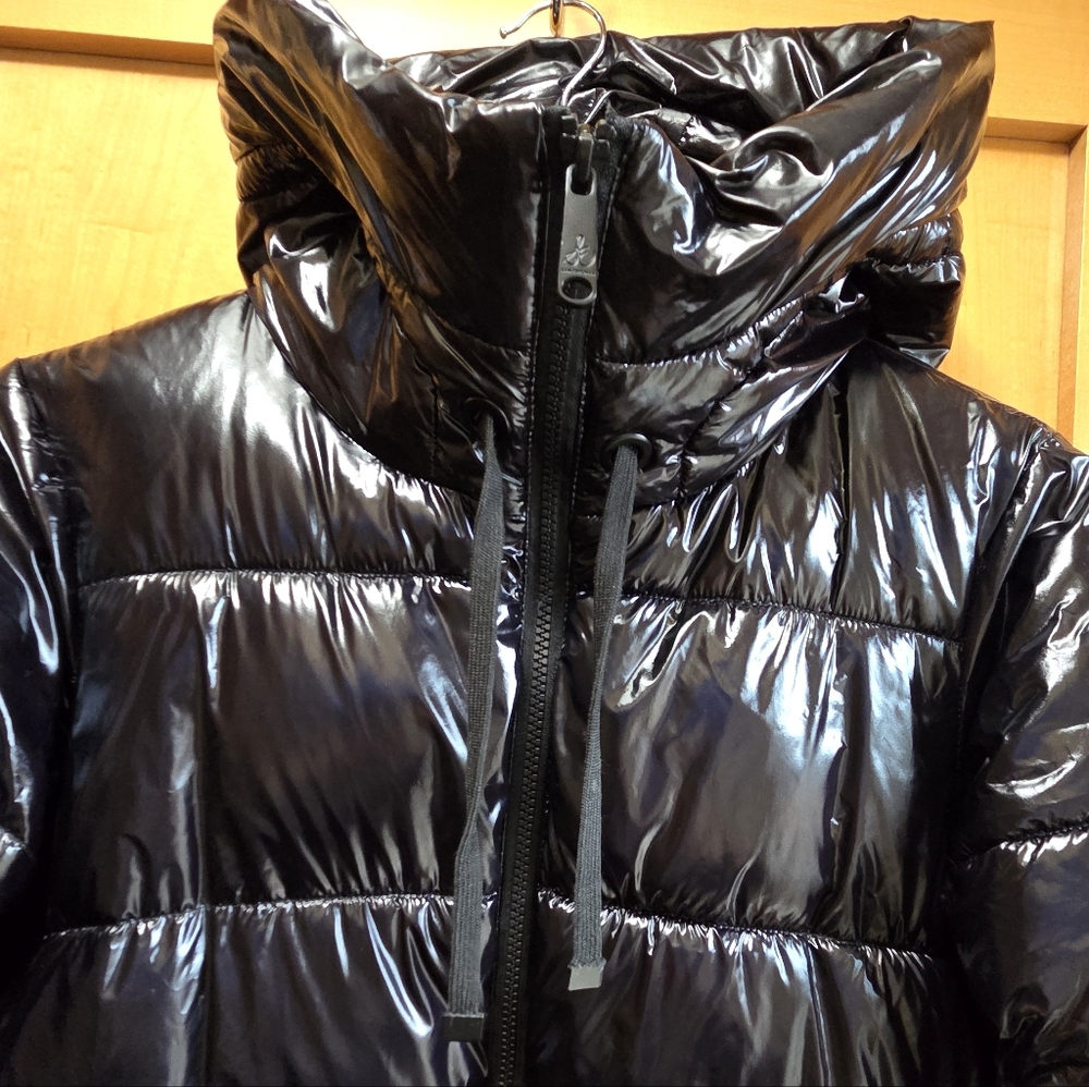Sam Edelman | Glossy Hooded Puffer Jacket – Black – Women’s Small - Picture 6 of 12